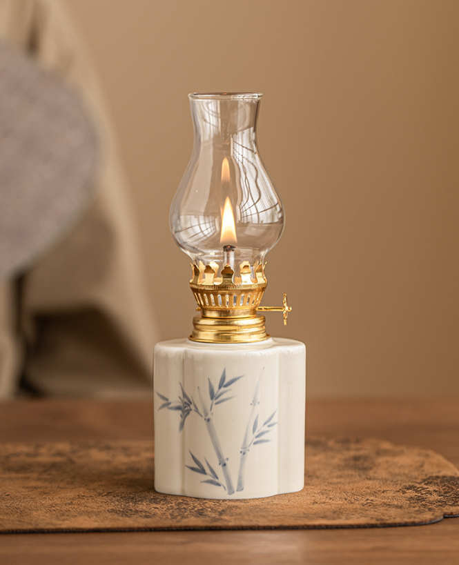 Hand-Painted Floral Ceramic(Butter Lamp) | Vintage Chinese Night Light