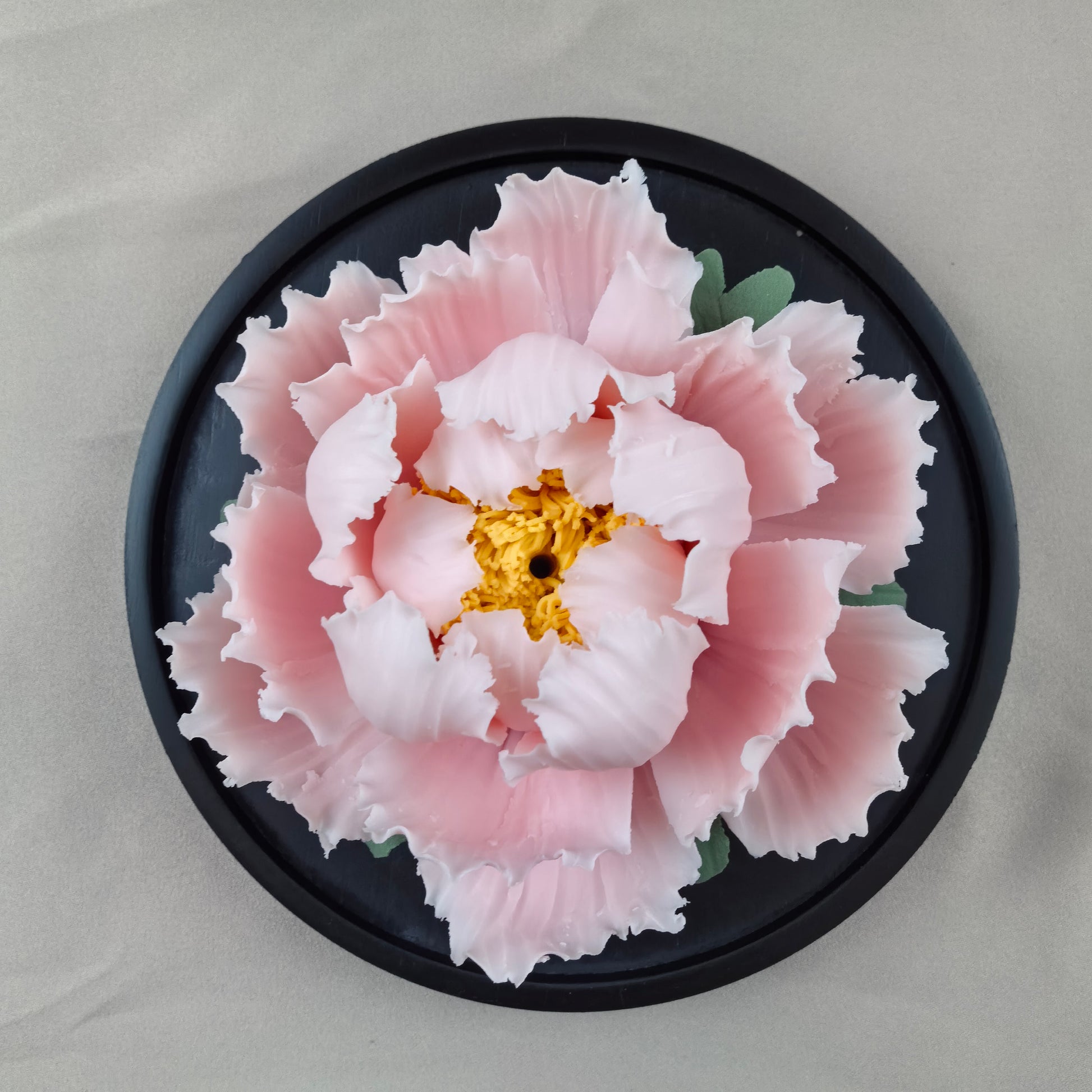 Pink gradient porcelain peony flower incense burner for home decor
