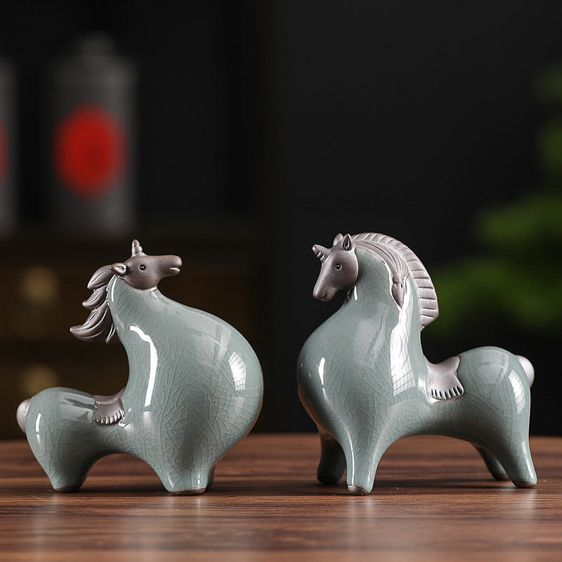 Ningyuan style traditional Chinese ceramic horse figurine for home office decor