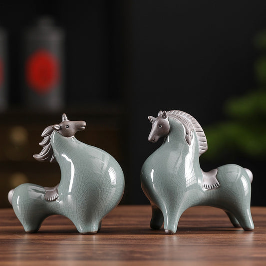 Ningyuan style traditional Chinese ceramic horse figurine for home office decor