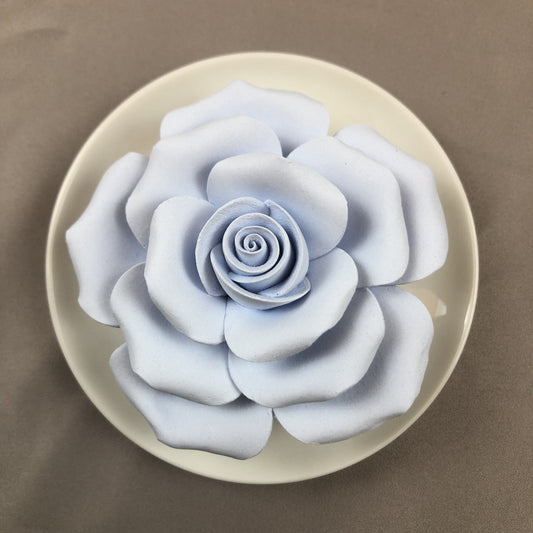 Handmade White Porcelain Rose Diffuser | Ceramic Flower with Saucer Base