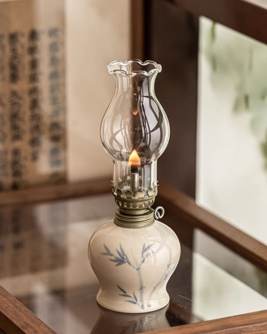 Hand-Painted Floral Ceramic(Butter Lamp) | Vintage Chinese Night Light